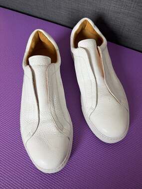 Magnanni Gasol Tumbled White Leather Slip-On Sneakers Men Size US 14 EU 47